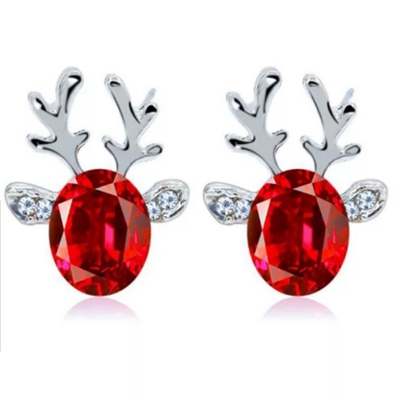 Jewelry - Red Reindeer Antler Christmas Earrings
